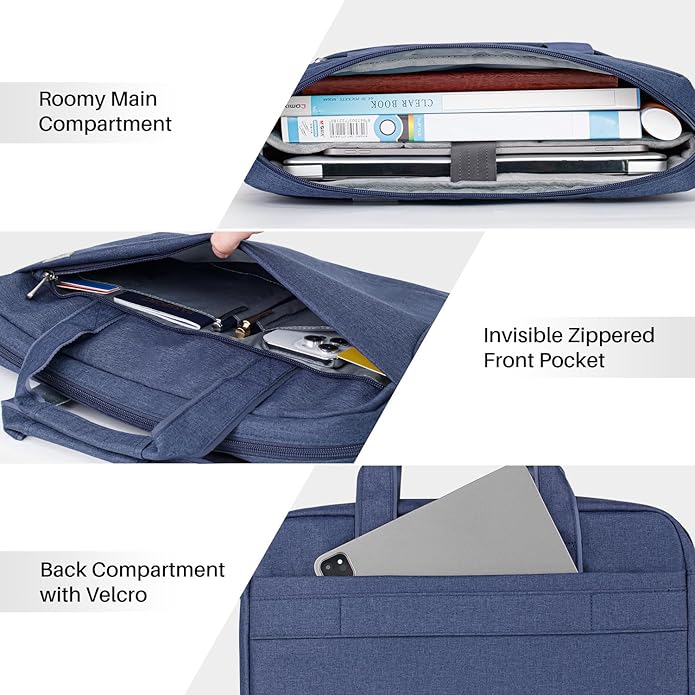 BAFFINA Laptop Shoulder Bag 17 17.3 Inch Business Gifts for Men Women Travel College,Laptop Briefcase for 17“-18“ Notebook Hp Dell Asus,Waterproof Computer Carrying Case Messenger Bag with Strap,Blue
