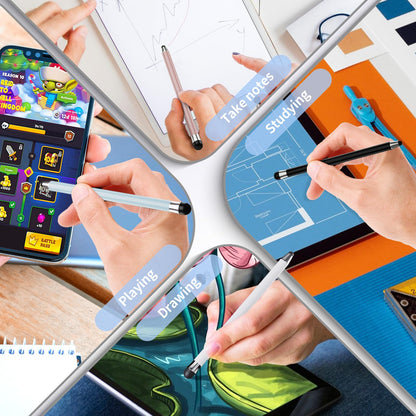 Stylus Pen for Touchscreen 10Pcs, 2-in-1 High Sensitivity & Precision Stylists pens, Stylus Pen for iPad/iPhone/Samsung/Android Tablets and Universal Capacitive Touch Screen (Colorful)