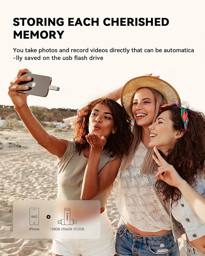 MFi Certified 512GB Flash Drive for iPhone Photo Stick, USB Thumb Drive Memory Stick High Speed USB Drive Photo Storage for iPhone Compatible for iPhone/iPad/Android/PC