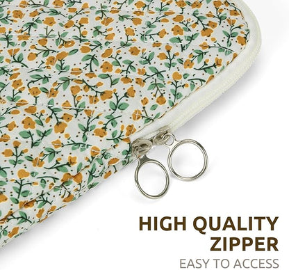 Puffy Laptop Sleeve 13-15.6 Inch Cute Quilted Laptop Protective Case Padded Floral Computer Sleeve for MacBook (B-Yellow, 13 Inch)
