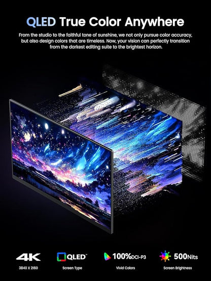 UPERFECT Portable Monitor 4K 120HZ QLED 17.3" | 0.1ms Gaming Monitor, 500 Nits | 3840 * 2160 UHD |100% DCI-P3 | USB-C & HDMI | VESA & Kickstand | Travel Screen for Laptop, Computer, Game Consoles