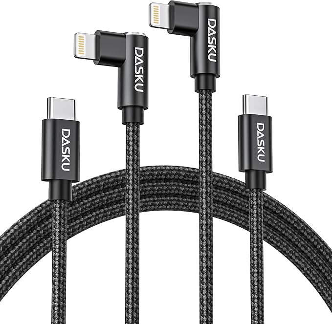 Apple USB C to Lightning Cable 2Pack - 6FT Right Angle 90 Degree iPhone Charging Cable - Long Nylon Braided - Compatible with iPhone 14/13/Pro/12/Max/11/XS/XR/8/Plus