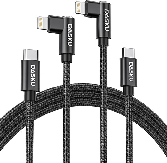Apple USB C to Lightning Cable 2Pack - 6FT Right Angle 90 Degree iPhone Charging Cable - Long Nylon Braided - Compatible with iPhone 14/13/Pro/12/Max/11/XS/XR/8/Plus