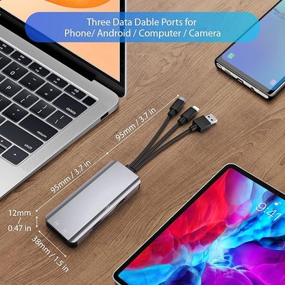 5-in-1 Multi Memory Card Reader,Aluminum SD/TF/CF/MS/M2/Micro SD Card Reader Adapter for i-Phone/i-Pad USB C and USB A Devices,No Application Required Plug and Play