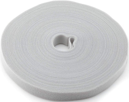 Saisn Reusable Fastening Tape Cable Ties 3/4 Inch Double Side Hook Roll (25 Yard, Grey)
