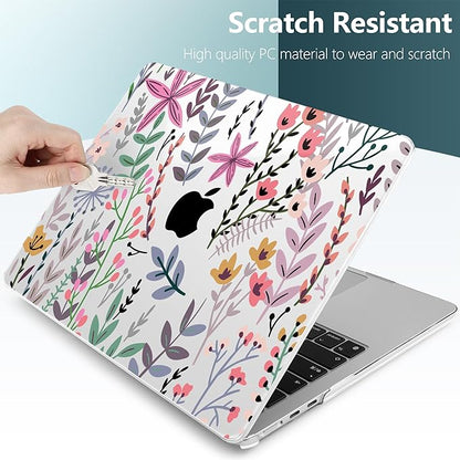 TWOLSKOO for M4 MacBook Air 13.6 inch Case 2025-2022 Release M4 A3240 M3 A3113 M2 A2681, Plastic Hard Shell & Screen Protector & Keyboard Cover & Trackpad Film, Tiny Flower