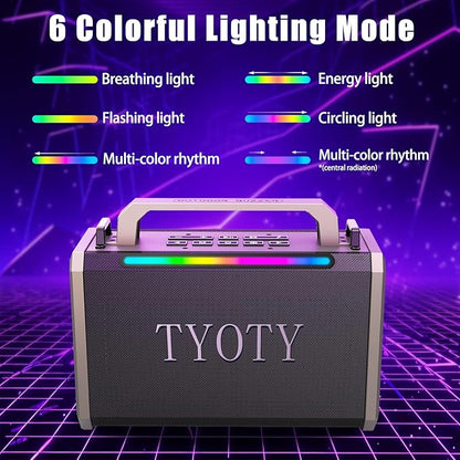 Portable Bluetooth Speaker 80W Loud Wireless Outdoor Stereo Sound Deep Bass IPX5 Waterproof Big Powerful Large Party Speakers with Colorful LED Lights, TWS, EQ, AUX, USB for Home Travel Camping