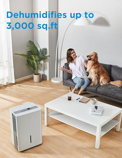 Midea 3,000 Sq. Ft. Energy Star Certified Dehumidifier With Reusable Air Filter 35 Pint - Ideal For Basements, Large & Medium Sized Rooms, And Bathrooms (White)