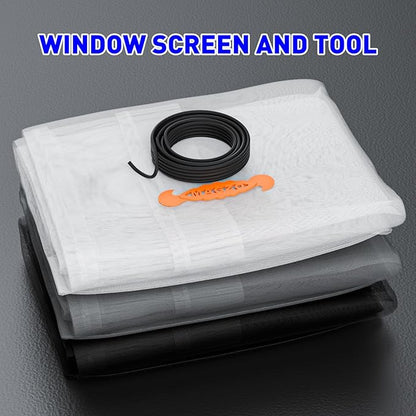 MAGZO Window Screen Replacement Mesh 48"W x 99"L - DIY Adjustable Polyester Pet Proof Screen Door Mesh for Patio Sliding Doors Window Screen Repair Kit, Durable, Washable, White