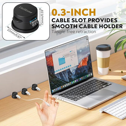 8 Pack Magnetic Cable Management Clips - Ideal Cord Holder for Nightstand, Desk, Charger Holder - Phone Cord Holder w/360 Rotation