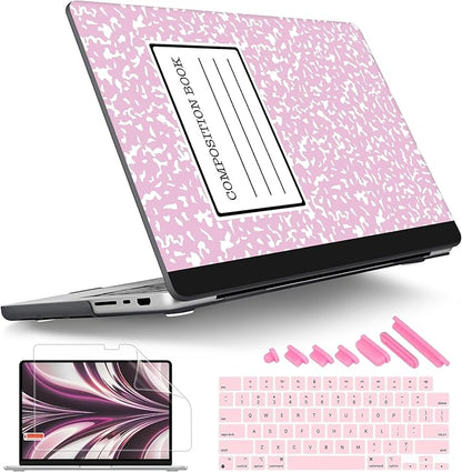 Tuiklol for M4 MacBook Pro 14 Inch Case 2024-2021 Release A3112 A3401 A3185/M3 A2918 A2992/M2 A2779/M1 A2442 Pro/Max Chip,Hard Shell Case with Screen Protector for Touch ID,Composition Book