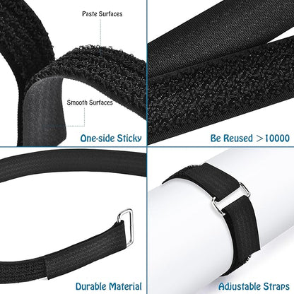 0.75"x19.7ft Hook and Loop Straps with 30 Buckles Adjustable Cut-to-Length Cable Ties - Reusable Nylon Fastening Tape Cable Straps for Storage or Organization (0.75in x 19.7ft)