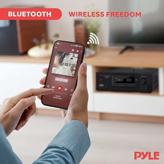 Pyle 1000W Bluetooth Home Theater Receiver - 5.2 Channel Surround Sound Stereo Amplifier System with 4K Ultra HD, 3D Video & Blu-Ray Video Pass-Through Supports, HDMI/MP3/USB/AM/FM Radio - Pyle, Black