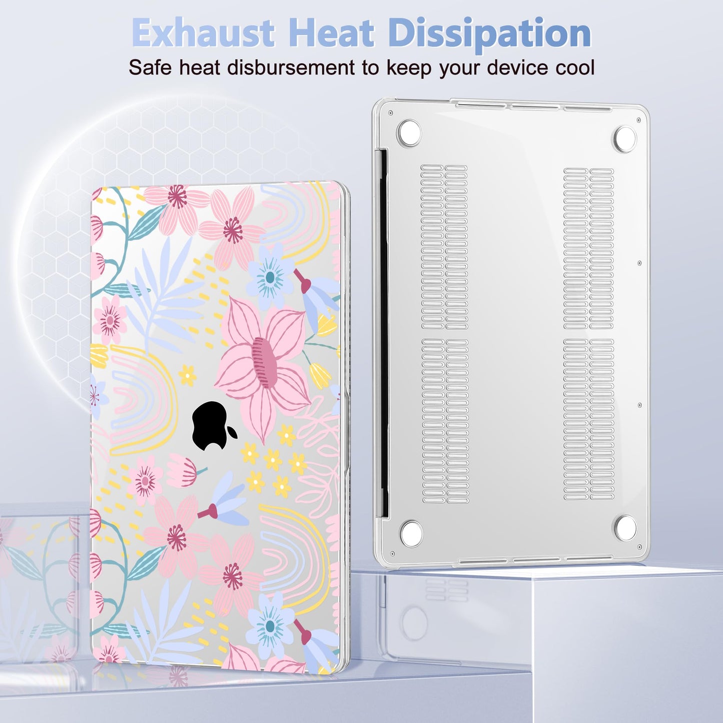 Lepeoac Case for MacBook Pro 13 inch Case M2 2022-2016 A2338 M1 A2251 A2289 A2159 A1989 A1708 A1706, Plastic Hard Shell + Keyboard Cover + Dust Plug, Florals
