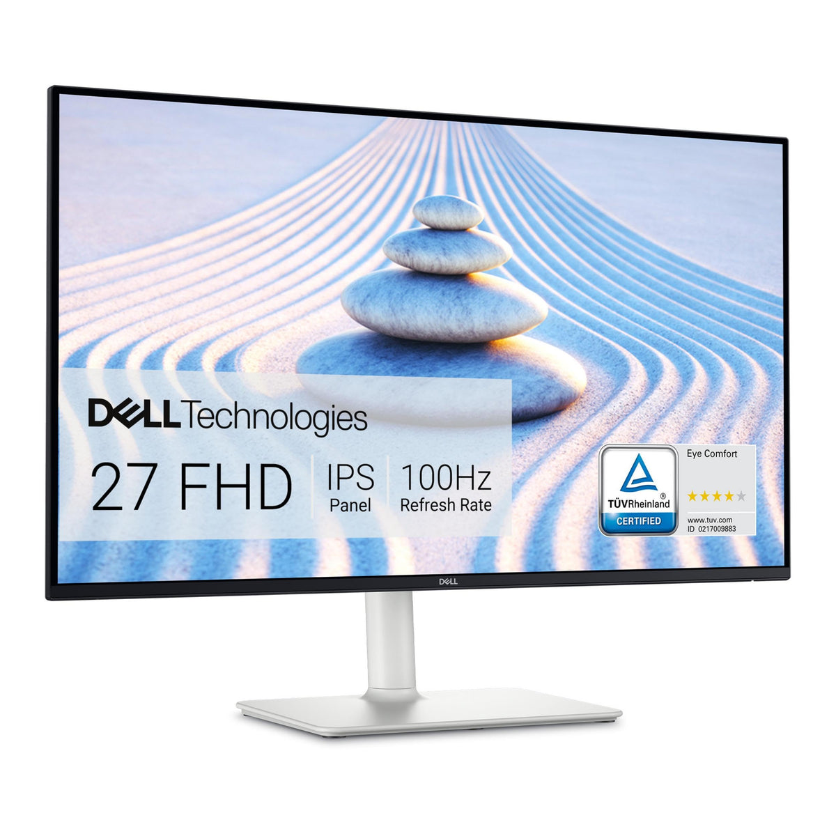 Dell S2725HS 27 Inch Monitor, FHD (1920x1080) Display, 100Hz Refresh Rate, 1500:1 Contrast Ratio, TÜV Rheinland Eye Comfort 4 Star, Integrated 2x5W Speaker, Height/Tilt/Swivel/Pivot- Ash White Color