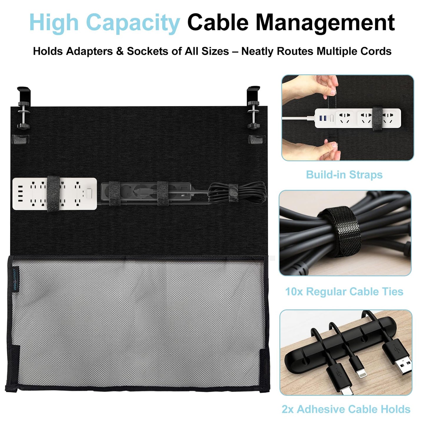 Under Desk Privacy Panel and Cable Management, 24" Felt Modesty Panel Kit