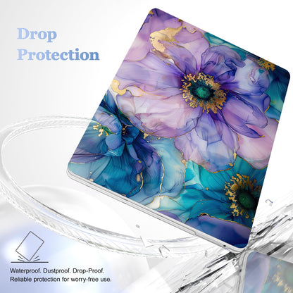 Lepeoac Case for MacBook Pro 13 inch Case M2 2022-2016 A2338 M1 A2251 A2289 A2159 A1989 A1708 A1706, Plastic Hard Shell + Keyboard Cover + Dust Plug, Fluid Art Flowers