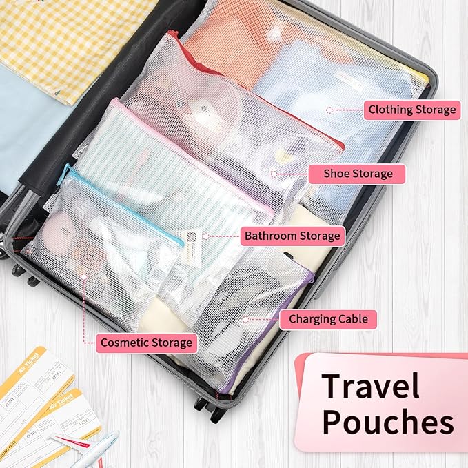 Umriox Mesh Zipper Pouch, 14.9x11.0 in (12 Colors, 12 Packs), Toy Storage Bags, Waterproof Zipper Bags for Office Supplies, Puzzles, Board Game Storage & Cross Stitch Projects