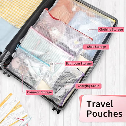 Umriox Mesh Zipper Pouch Bags, A3+A4 (12 Colors, 24 Packs), Large Storage Bags, Zipper Bags for Office Supplies Travel Accessories and Board Games Storage