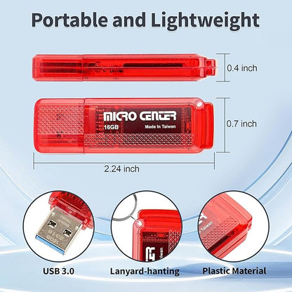 Micro Center SuperSpeed 2 Pack 16GB USB 3.0 Flash Drive Gum Size Memory Stick Thumb Drive Data Storage Jump Drive (16G 2-Pack)