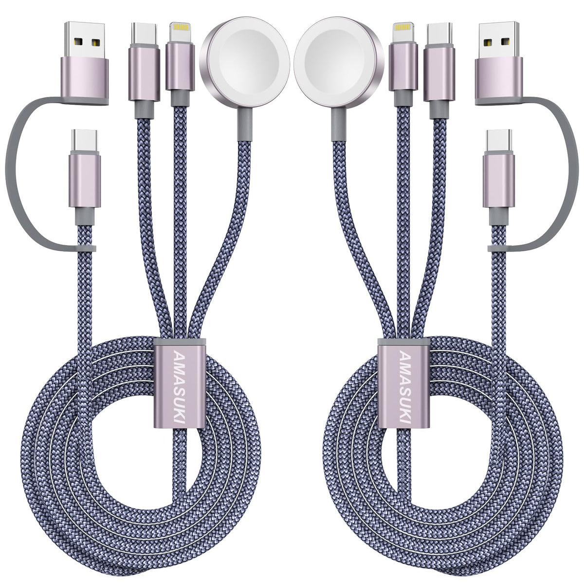 Travel Essentials,3 in 2 USB C Cable for Apple Watch Charger,iPhone Charger,Multi Charging Cable,Cruise Vacation Camping Essentials,Portable for iWatch Series 11-2/Ultra/SE & iPhone 17-12,Car,Blue