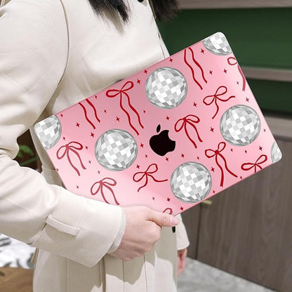 MEEgoodo Case for M4/M3/M2 MacBook Air 13.6 inch Case 2025 2024 2022, Fit Model A3240/A3113/A2681, Laptop Hard Shell with Keyboard Cover Compatible with MacBook Air 13 inch, Disco Balls & Red Bows