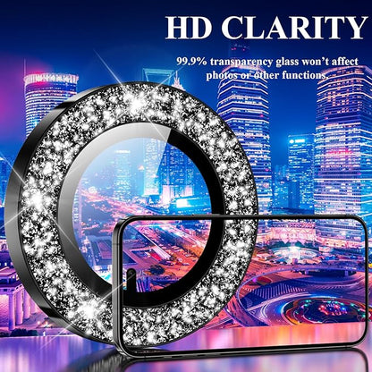 YWXTW Designed for iPhone 14 Pro/iPhone 14 Pro Max Camera Lens Protector Bling, [New Glitter Design] Individual Metal Tempered Glass Camera Cover Accessories Case Friendly, 1 Set (Black Glitter)