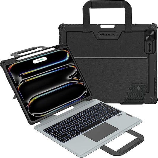 Nillkin Magic Keyboard Case for iPad Pro 13 inch M4 2024, Handheld Case for iPad Pro 13 inch 2024 with Keyboard, Pencil Holder, Large Trackpad, 7 Colors Backlit, Camera Protection, Black