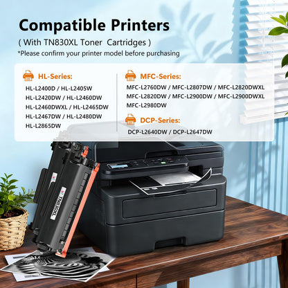 TN830XL Toner Cartridge Replacement for Brother TN830-XL TN-830 TN830