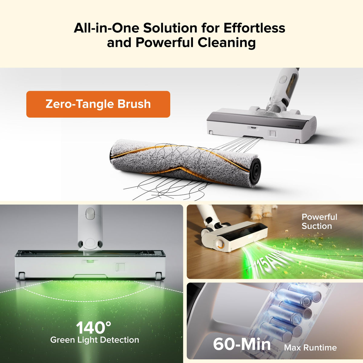 roborock H60 Hub Cordless Stick Vacuum Cleaner with Auto-Empty Dock, 60Min
