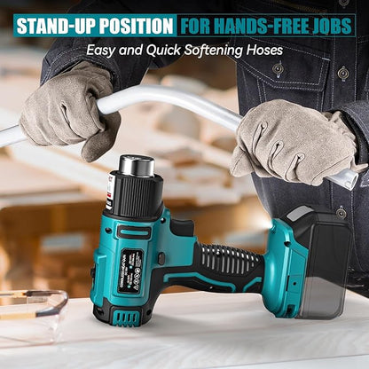 LIVOWALNY Cordless Heat Gun Compatible with Makita 18V Battery: LCD Digital Display - 350W 122℉-1022℉ Adjustable Portable Battery Powered Hot Air Gun for Shrink Tubing Crafts Vinyl Wrap (No Battery)