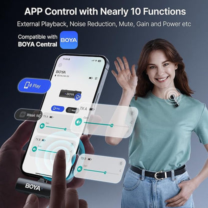 BOYA BOYALINK 2 A1 (1TX+3RX Adapter) Wireless Lavalier Microphone for iPhone Camera Android, Clip on Mic, 48 KHz 24 Bit, 6mm Mic, 1000ft, Noise Cancelling, Mini Lapel Mic USB-C/Lightning/3.5mm TRS