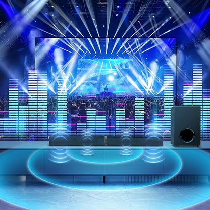 MZEIBO Sound bar with Subwoofer, 120W Bluetooth 5.0 TV Soundbar Home Theater System with Wired Subwoofer, Deep Bass Audio System with BT/ARC/Optical/AUX Connection for TV PC