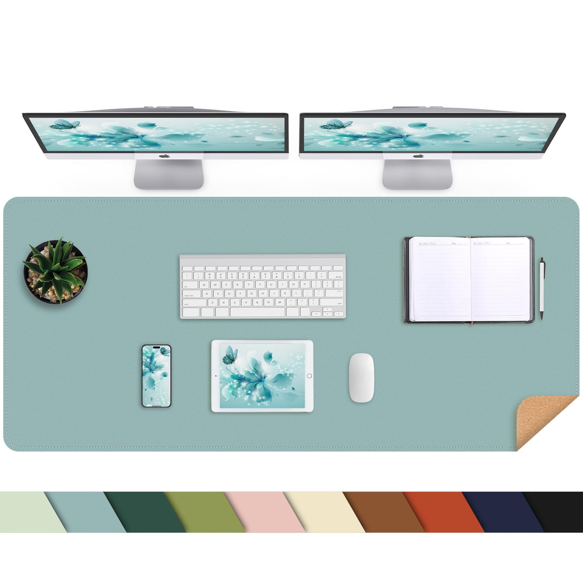 AFIING Leahter Desk Pad 47" x 17", Red,Desk Cover mat