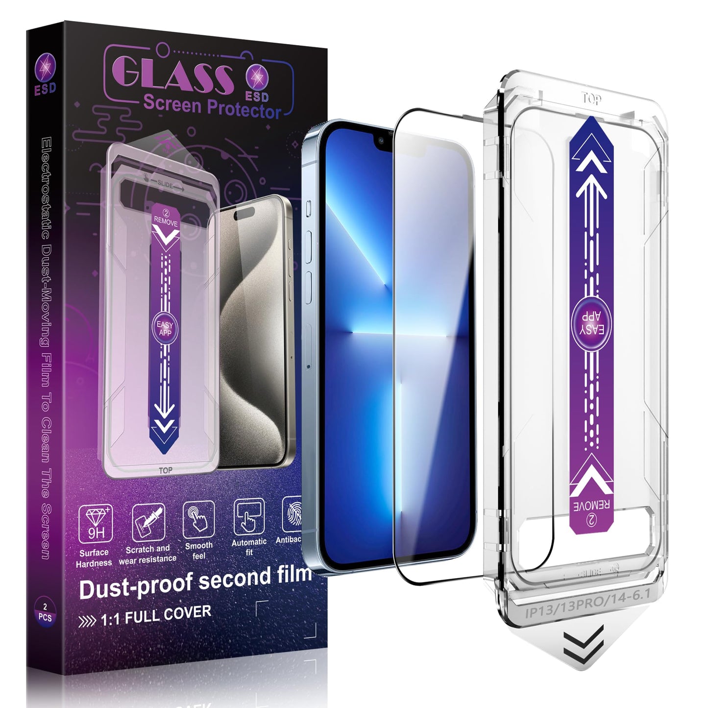 2 Pack Screen Protector Tempered Glass for iPhone 16e /14 /13/13 Pro