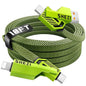SHEZI [Upgraded 2.0] 4-in-1 USB C Cable 60W 10FT Fast Charging [480Mbps Data Sync] Flat Nylon Braided Charger Cord Combo, USB A/C to C/L Multi Charge Cable for iPhone/iPad & Most Devices, Green