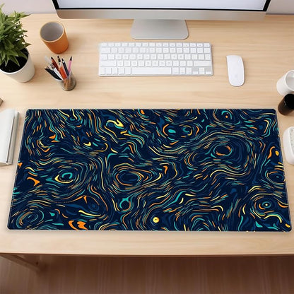 Abstract Starry Sky Swirl Gaming Desk Mat - XXL Large Mouse Pad for Keyboard & Mouse with Stitched Edges, 31.5" x 15.7" Colorful Art