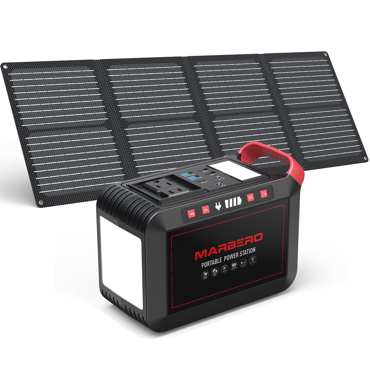 MARBERO 200W Portable Power Station 148Wh Camping Solar Generator Laptop Power Bank with AC Outlet 110V, DC, USB QC3.0, LED Flashlights for CPAP Home Outdoor Trip Emergency Backup