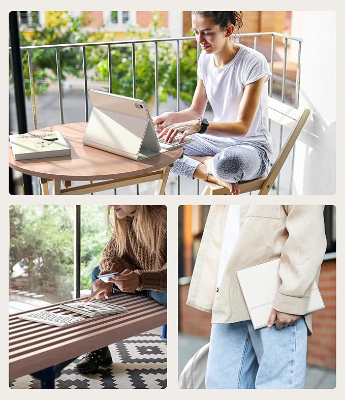 CHESONA Keyboard Case for iPad (A16) 11th/10th Generation (2025/2022), Detachable Wireless Keyboard, Stand Folio Keyboard Cover with Pencil Holder, Thin & Light (White)