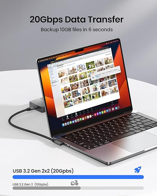 Silkland 20Gbps USB C Data Cable Right Angle, Short 1.6FT 90 Degree USB C 3.2 Gen 2x2 High Speed Data Transfer Cable, 5K/4K 60Hz Monitor Cable, 240W PD, Type C Data Compatible for SSD, Hub, Dock,eGPU