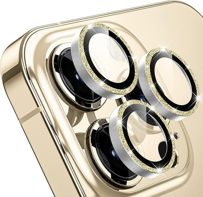 WSKEN [Gold Glitter] for iPhone 14 Pro/iPhone 14 Pro Max Camera Lens Protector,[Night Shooting Mode] HD Tempered Metal Glass Camera Screen Protector Cover Film Accessories