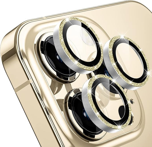 WSKEN [Gold Glitter] for iPhone 14 Pro/iPhone 14 Pro Max Camera Lens Protector,[Night Shooting Mode] HD Tempered Metal Glass Camera Screen Protector Cover Film Accessories