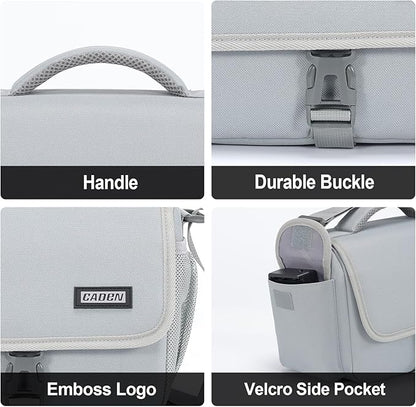 CADeN Camera Bag Case Shoulder Crossbody Bag Compatible for Nikon, Canon, Sony, DSLR SLR Mirrorless Cameras and Lenses (1.0 Grey, Small)