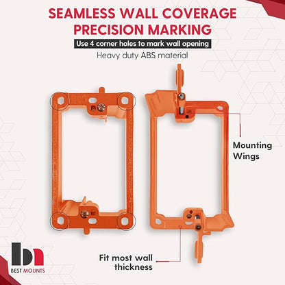 2 Pack Wall Plate Cable Pass Through with Bracket - In Wall Cable Management Kit - Recessed Cable Wall Plate Pair with Single Gang Low Voltage Mounting Bracket - Decorator Cover for Low Voltage Cables