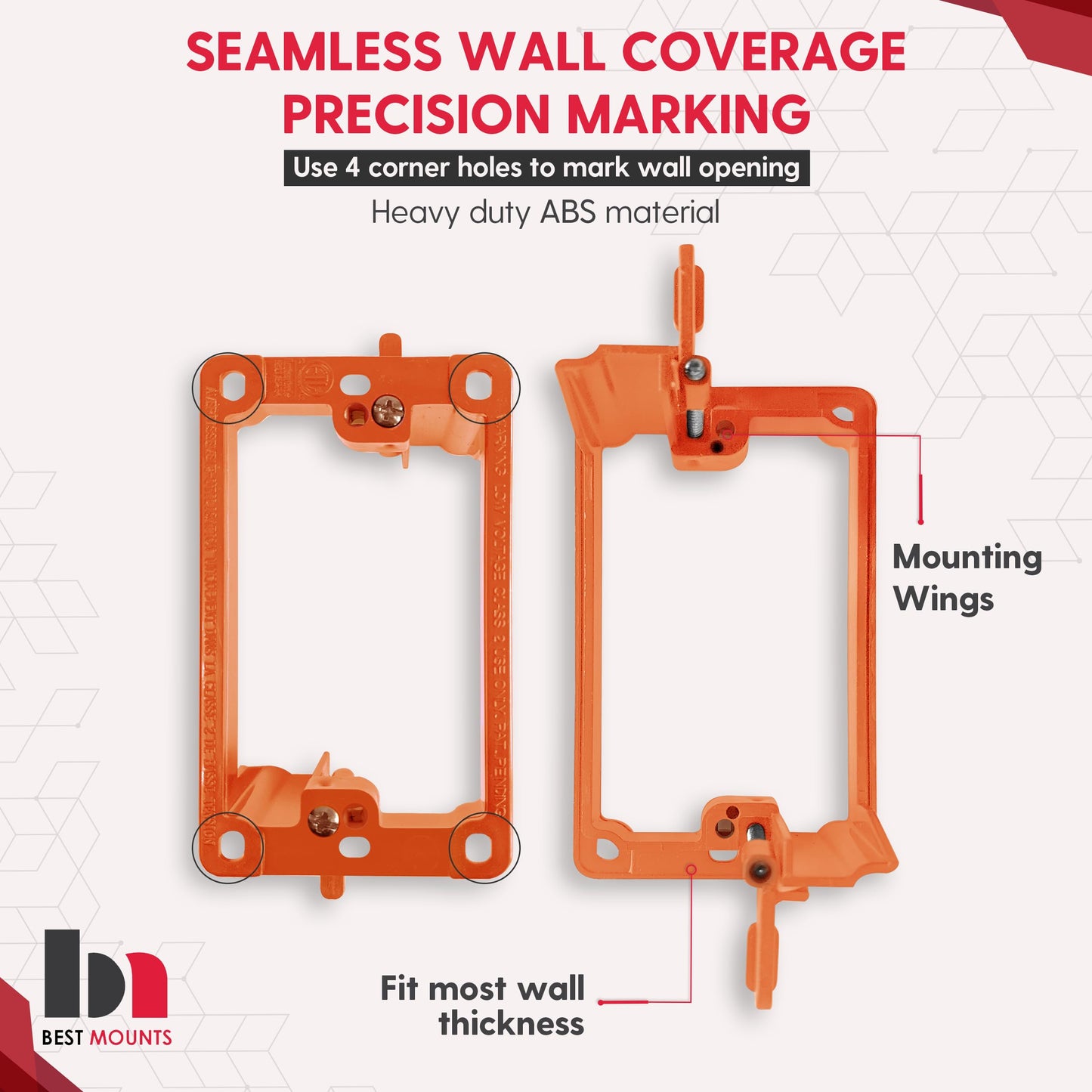 1 Pack Wall Plate Cable Pass Through with Bracket - In Wall Cable Management Kit - Recessed Cable Wall Plate Pair with Single Gang Low Voltage Mounting Bracket - Decorator Cover for Low Voltage Cables