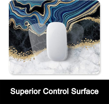 ITNRSIIET Mouse Pad with Stitched Edge Premium Textured Smooth Precise Operation Waterproof Washable Non-Slip Rubber Base Desktop Protection Mat, 10.2×8.3×0.12 inches, Abstract Art Marble