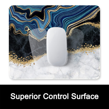 ITNRSIIET Mouse Pad with Stitched Edge Premium Textured Smooth Precise Operation Waterproof Washable Non-Slip Rubber Base Desktop Protection Mat, 10.2×8.3×0.12 inches, Abstract Art Marble