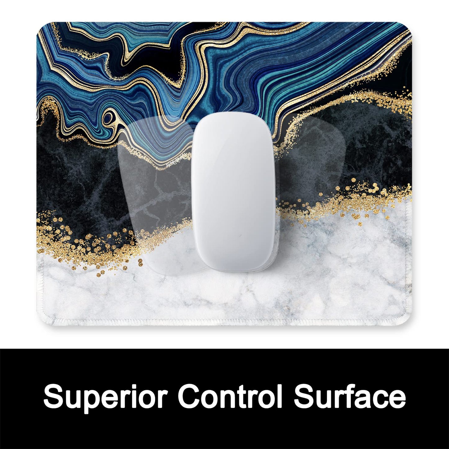 ITNRSIIET Mouse Pad with Stitched Edge Premium Textured Smooth Precise Operation Waterproof Washable Non-Slip Rubber Base Desktop Protection Mat, 10.2×8.3×0.12 inches, Abstract Art Marble