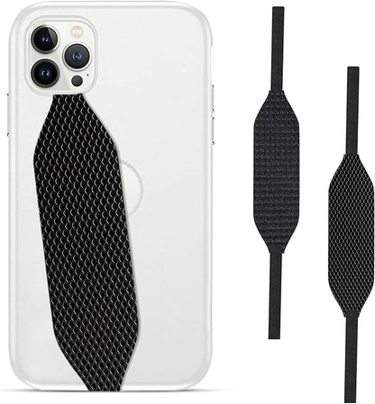 Phone Grip Strap - Reversible Finger Holder for Phone Back, Customizable Anti-Slip Design, Wireless Charging Compatible Detachable Holder for iPhone - Carbon Fiber