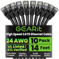 GearIT Cat 6 Ethernet Cable Pack - 10-Pack 14 ft Cat6 Ethernet Patch Cables | RJ45 Network Patch Cable, 10 Gbps Snagless Gold-Plated Connectors - Ethernet Cable Cat 6 for PC, TV, Router - Black